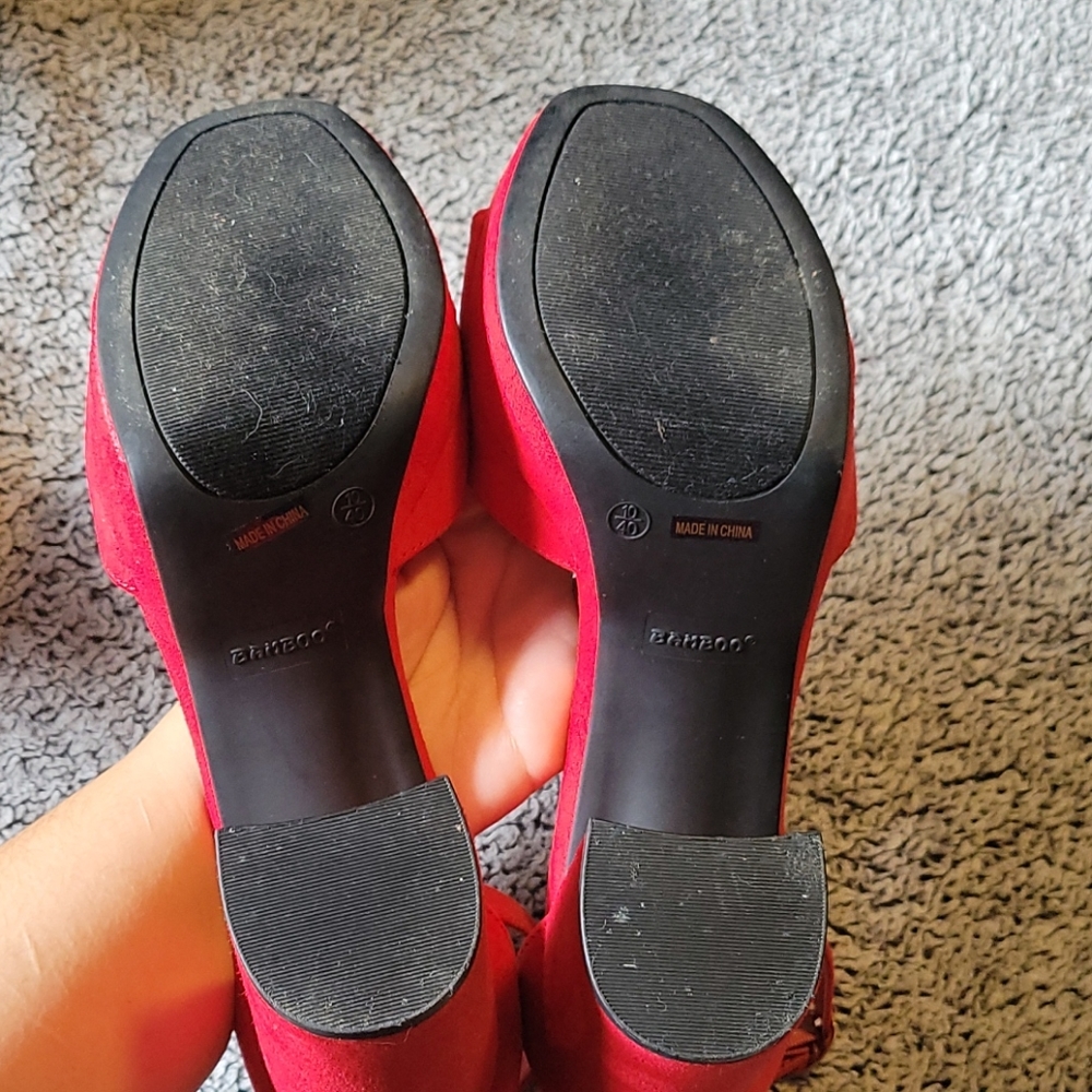 Red Chunky Heels - Picture 5 of 5